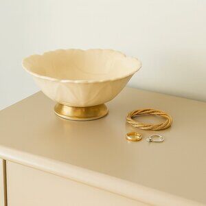 Lenox Ivory Porcelain Dorian Trinket Dish Trimmed in Gold Vintage